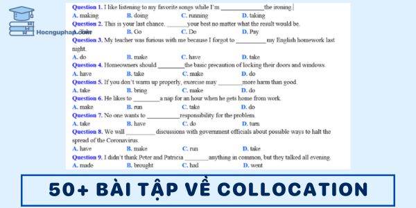 Bài tập Collocation có đáp án