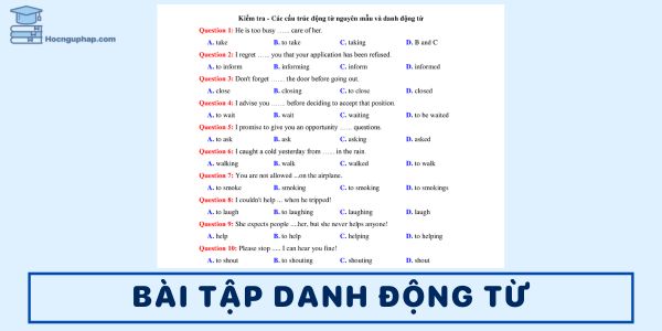 Bài tập danh động từ