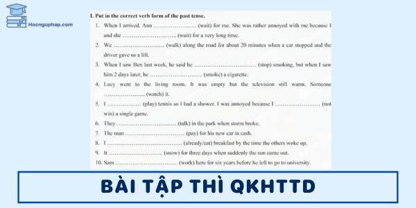 Bài tập thì quá khứ hoàn thành tiếp diễn